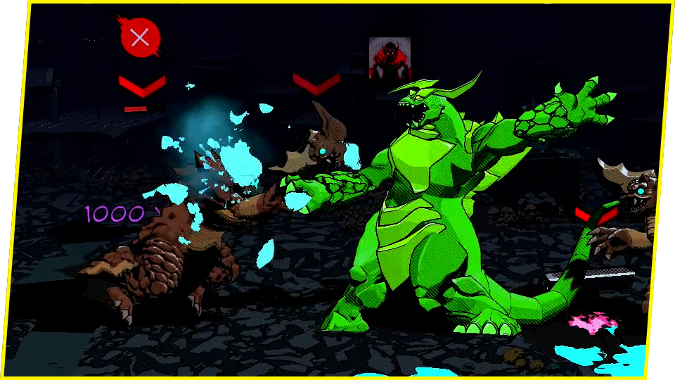 メガドンは敵の頭をもぎ取り、武器にすることができる