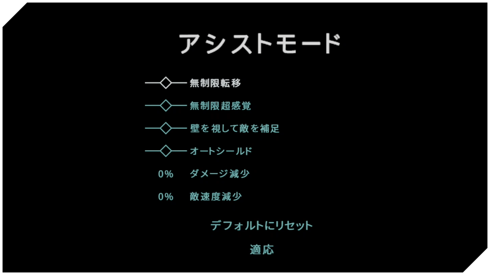 アシストモードは項目のカスタマイズが可能